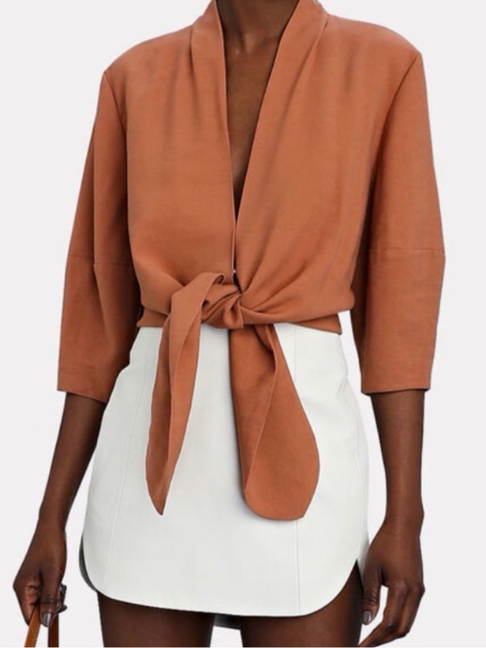 THE SEI Tie Front Blouse Chestnut Viscose Top NWOT Size 2